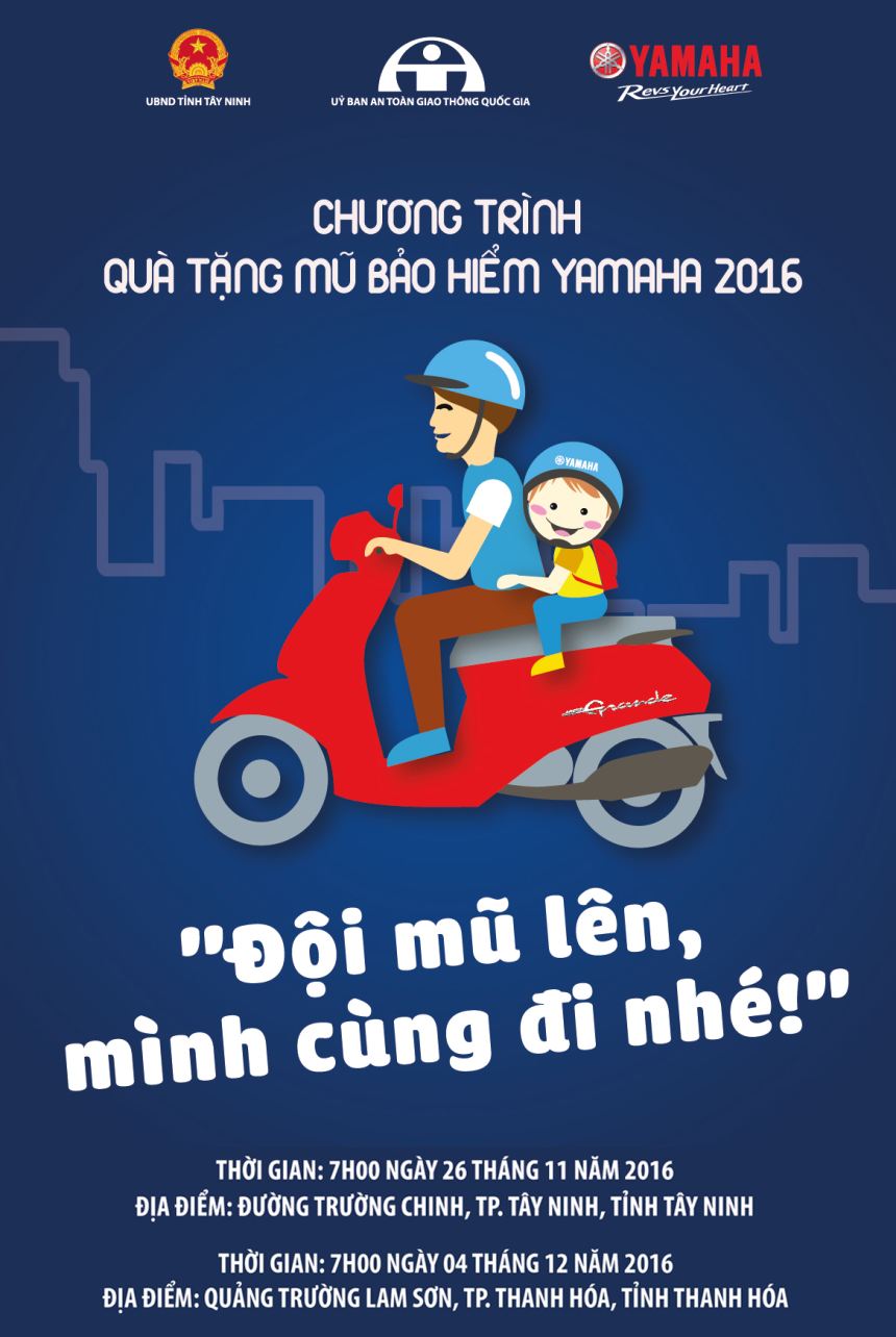 “Quà tặng mũ bảo hiểm Yamaha 2016 – Đội mũ lên, mình cùng đi nhé” – Món quà ý nghĩa dành tặng trẻ em Việt Nam