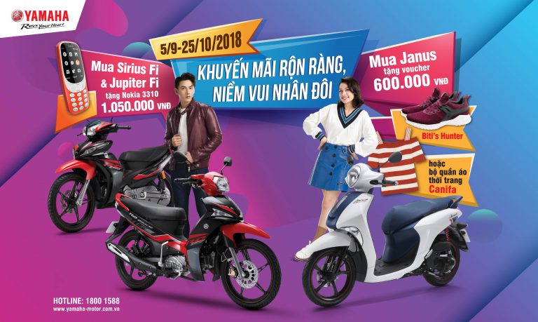 Khuyến mãi rộn ràng - Niềm vui nhân đôi khi mua xe Jupiter FI, Sirius FI và Janus